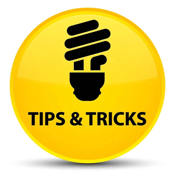 Tips and tricks (bulb icon) special yellow round button — Stock Photo, Image