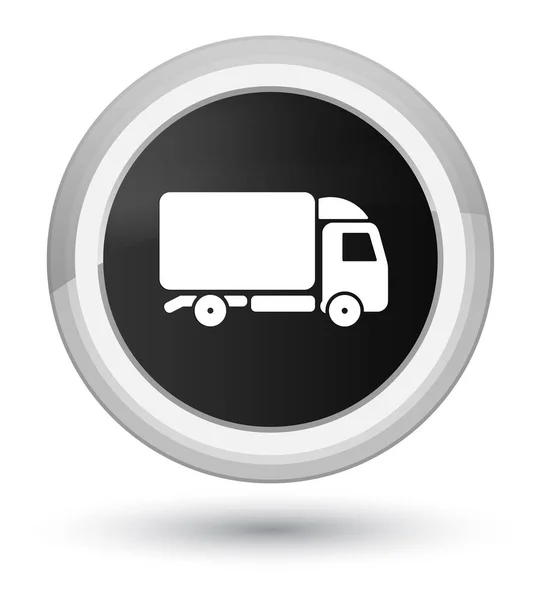 Ciężarówka ikona prime czarny okrągły przycisk — Zdjęcie stockowe