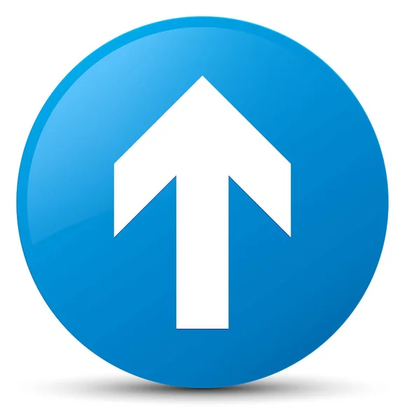 Upload arrow icon cyan blue round button — Stock Photo, Image