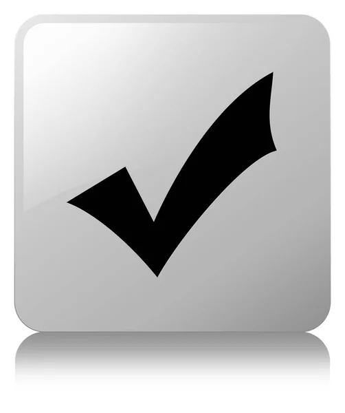 Sprawdzanie poprawności ikony biały przycisk kwadratowy — Zdjęcie stockowe