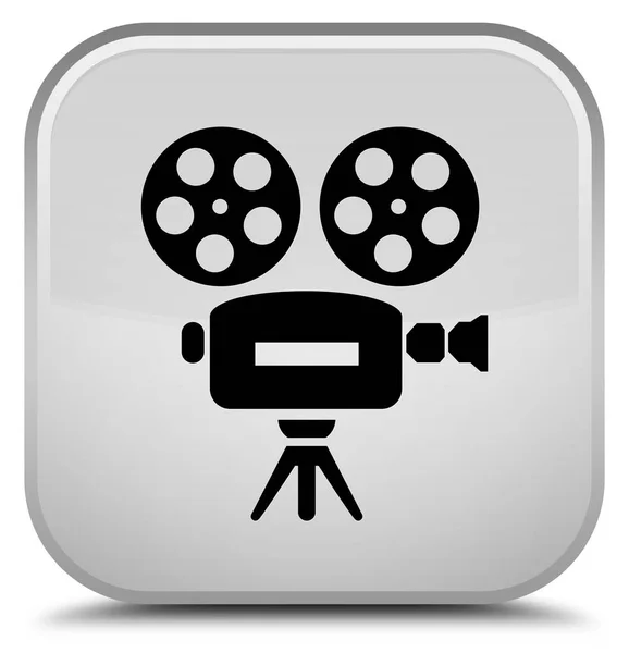 비디오 카메라 아이콘 특별 한 흰색 사각형 버튼 — 스톡 사진