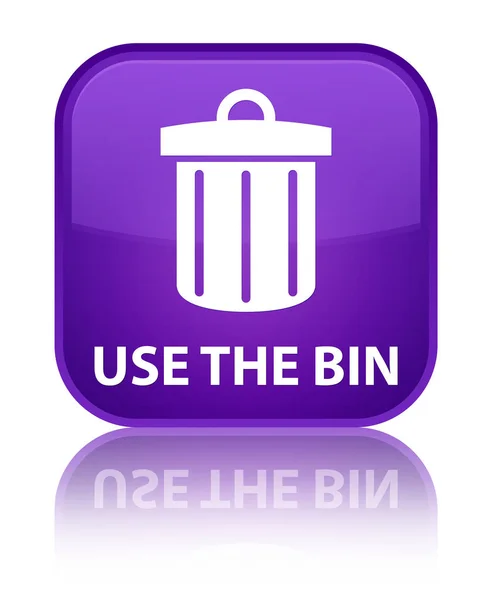 使用 bin (垃圾图标) 特殊的紫色方形按钮 — 图库照片