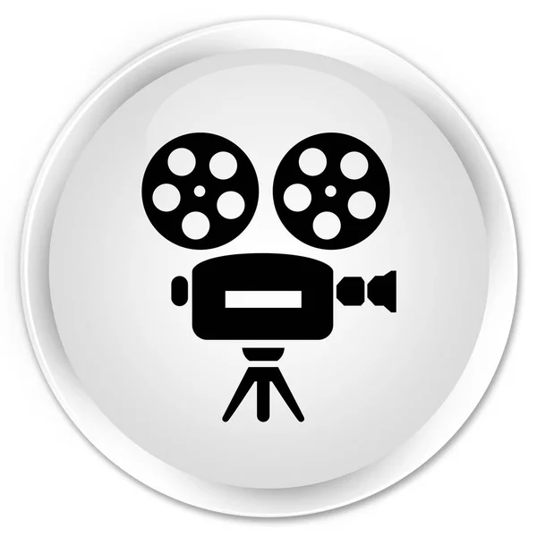 Video camera icon premium white round button