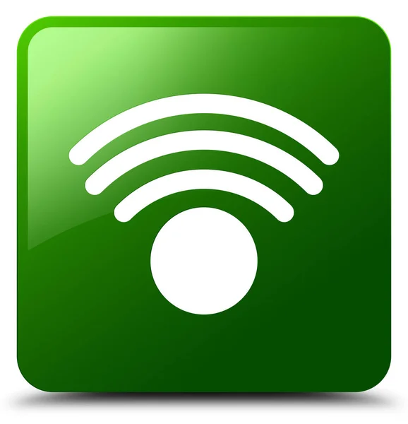 Tombol persegi hijau ikon Wifi — Stok Foto