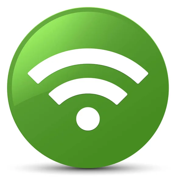 Tombol bulat hijau lembut ikon wifi — Stok Foto