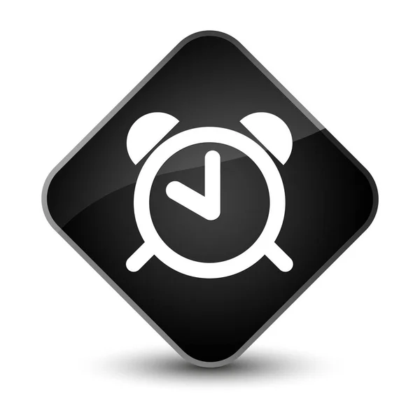Relógio de alarme ícone elegante botão de diamante preto — Fotografia de Stock