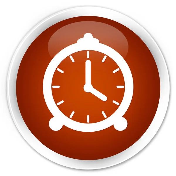 Alarm clock icon premium brown round button — Stock Photo, Image