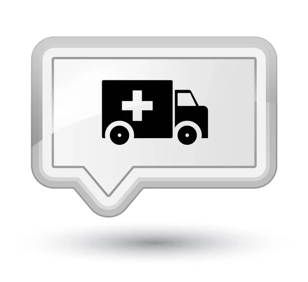 Ícone de ambulância botão banner branco primo — Fotografia de Stock
