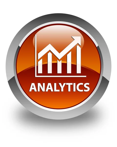 Brąz glazurowana Analytics (statystyki ikona) okrągły przycisk — Zdjęcie stockowe