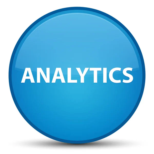 Analytics özel camgöbeği mavi yuvarlak düğmesi — Stok fotoğraf