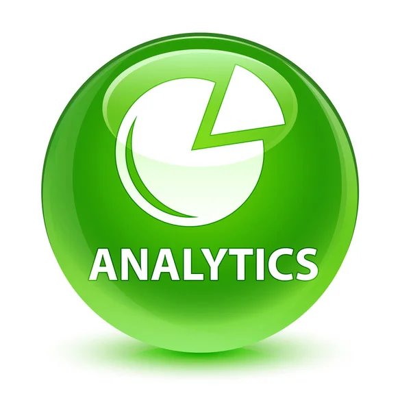 Аналітика (піктограма графа) скляно-зелена кругла кнопка — стокове фото