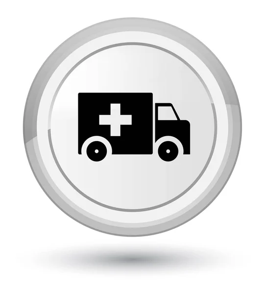 Ambulance icon prime white round button — Stock Photo, Image