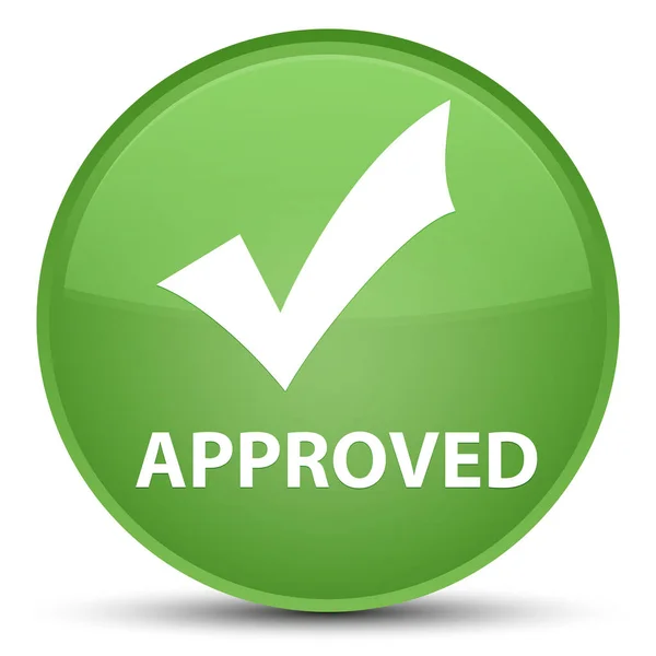 Approved (validate icon) special soft green round button — Stock Photo, Image