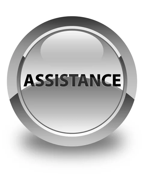 Assistance bouton rond blanc brillant — Photo