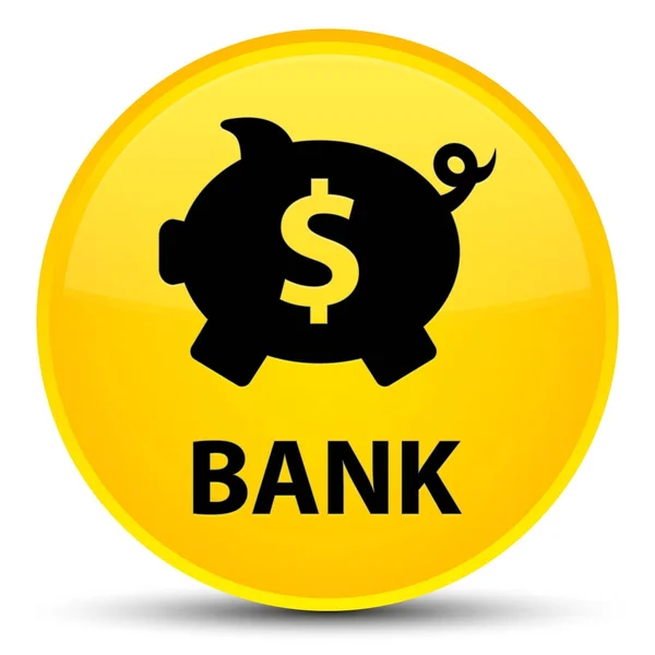 Banco (sinal de dólar caixa porquinho) botão redondo amarelo especial — Fotografia de Stock