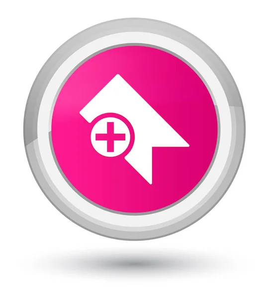 Ícone de marcador botão redondo rosa primo — Fotografia de Stock