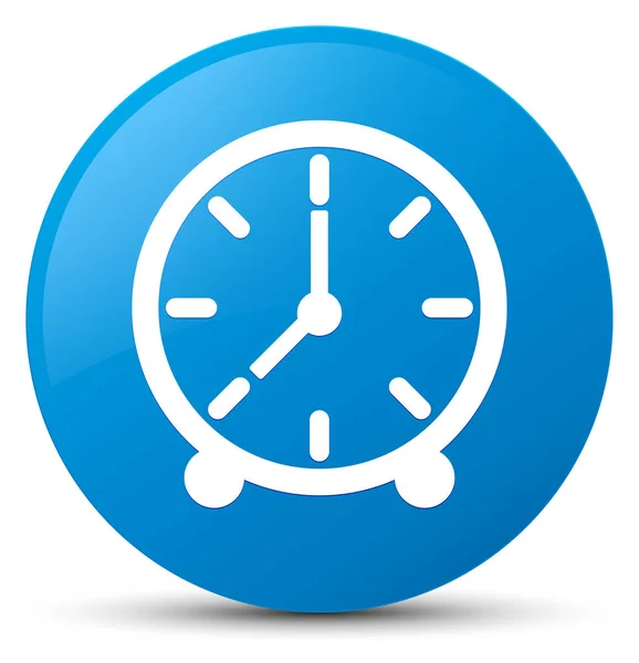 时钟图标青色蓝色圆形按钮 — 图库照片