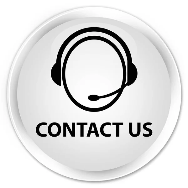 Contact us (customer care icon) premium white round button — Stock Photo, Image