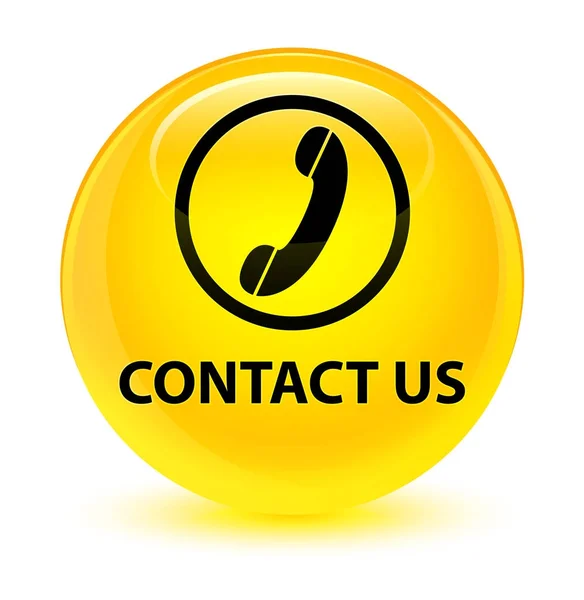 Kontaktieren Sie uns (Telefon-Symbol) glasige gelbe runde Taste — Stockfoto