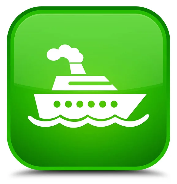 Cruise ship icon special green square button — Stockfoto