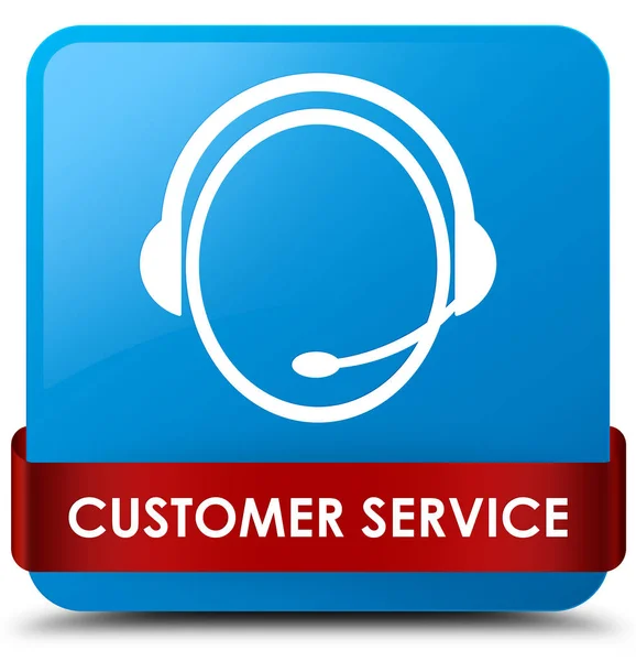 Customer service (customer care icon) cyan blue square button re — Stock Photo, Image