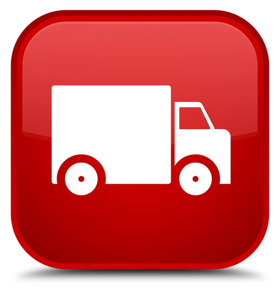 Teslimat kamyonu kutsal kişilerin resmi özel kırmızı kare düğme — Stok fotoğraf