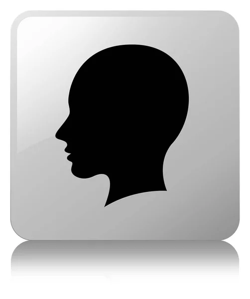 Kopf weibliches Gesicht Symbol weiße quadratische Taste — Stockfoto