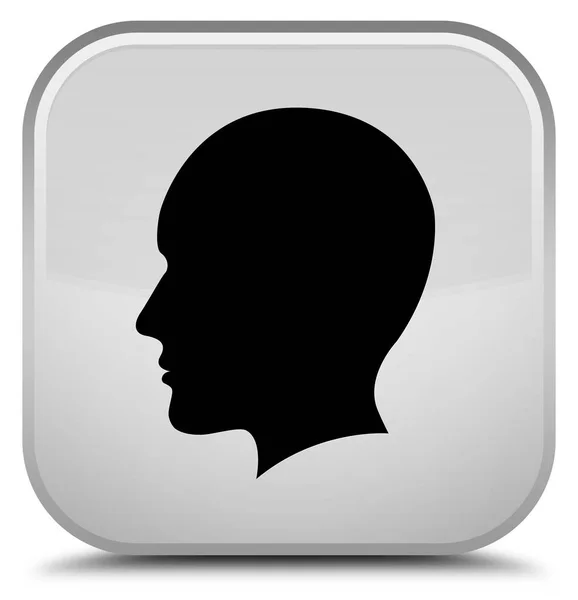 머리 남자 얼굴 아이콘 특별 한 흰색 사각형 버튼 — 스톡 사진