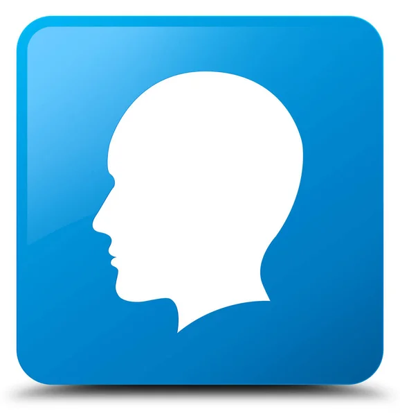 Głowy mężczyzn twarz ikona cyan niebieski przycisk kwadrat — Zdjęcie stockowe