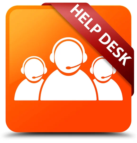 Help desk (customer care team icon) orange square button red rib