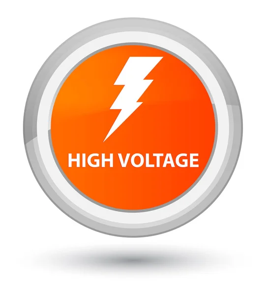 Hoogspanning (elektriciteit pictogram) prime oranje ronde knop — Stockfoto