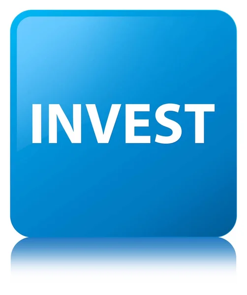 Investeren cyaan blauw vierkante knop — Stockfoto