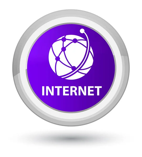 Internet (global network icon) prime purple round button — Stock Photo, Image