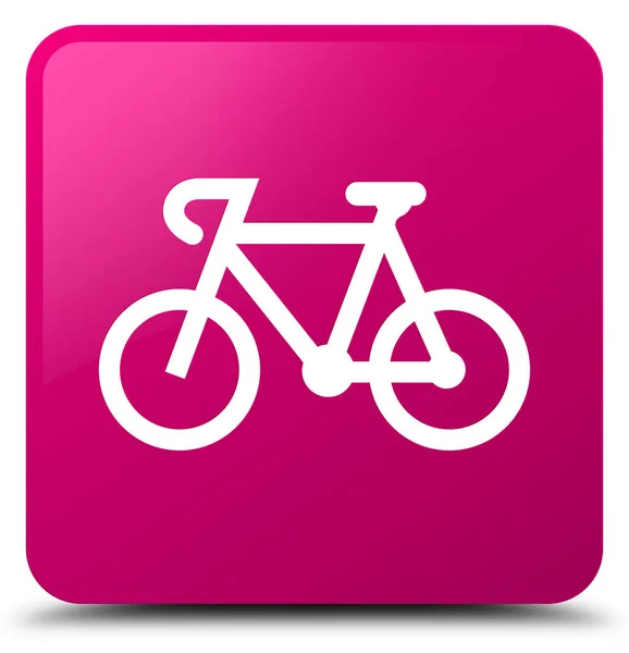 Icône vélo bouton carré rose — Photo