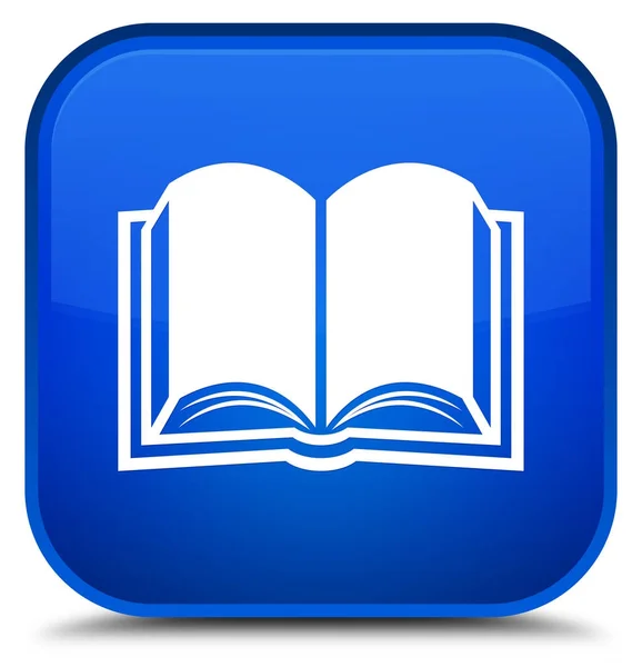 Піктограма книги спеціальна синя квадратна кнопка — стокове фото