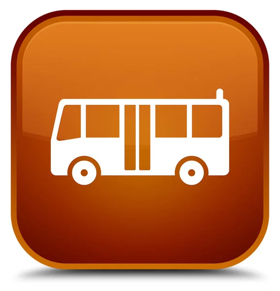 巴士图标特殊棕方形按钮 — 图库照片
