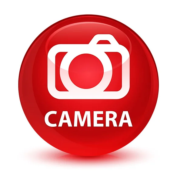 Tasto rotondo rosso vetro della fotocamera — Foto Stock