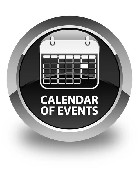 Calendário de eventos brilhante botão redondo preto — Fotografia de Stock