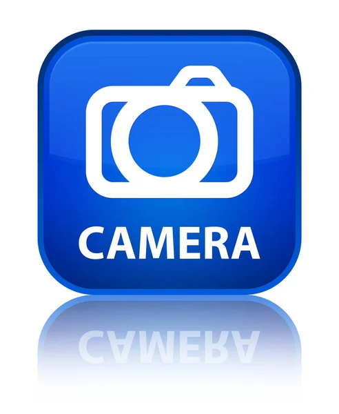 Speciální modré čtvercové tlačítko fotoaparátu — Stock fotografie