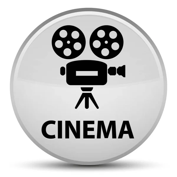 Bioskop (ikon kamera video) tombol bundar putih khusus — Stok Foto