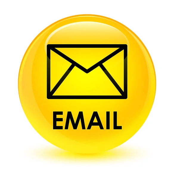 Email vetro giallo pulsante rotondo — Foto Stock