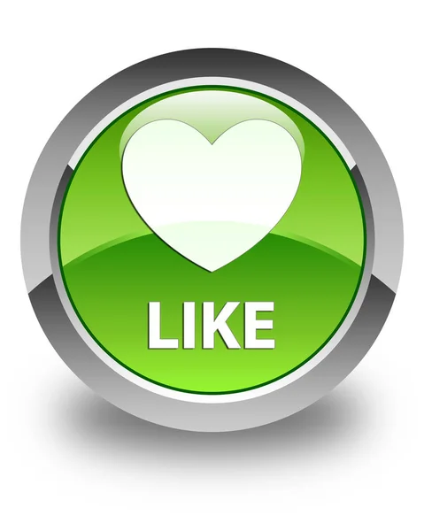Como (ícone do coração) botão redondo verde brilhante — Fotografia de Stock