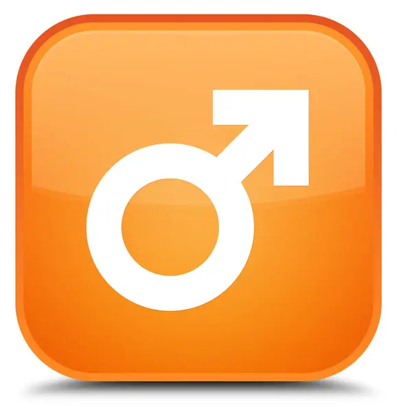 Icona segno maschile speciale pulsante quadrato arancione — Foto Stock