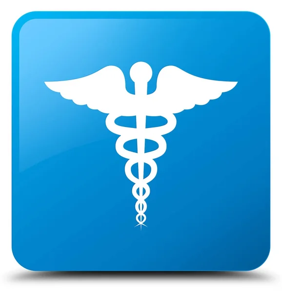 의료 아이콘 시안색 파란색 사각형 버튼 — 스톡 사진
