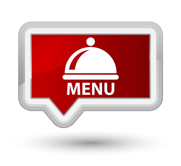 Menu (icona del piatto alimentare) tasto banner rosso principale — Foto Stock