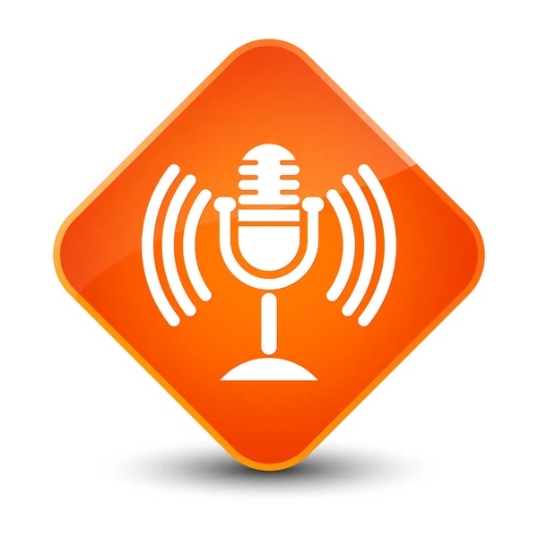 Ícone microfone elegante botão de diamante laranja — Fotografia de Stock