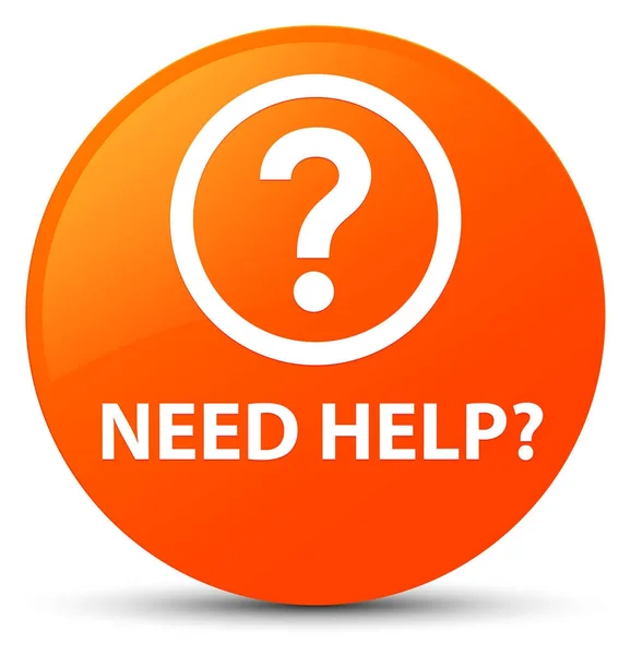 Necesita ayuda (icono de la pregunta) botón redondo naranja — Foto de Stock