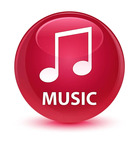 Música (ícone de melodia) botão redondo rosa vítreo — Fotografia de Stock