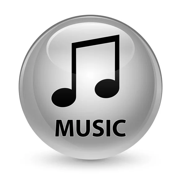 Música (ícone de melodia) botão redondo branco vítreo — Fotografia de Stock