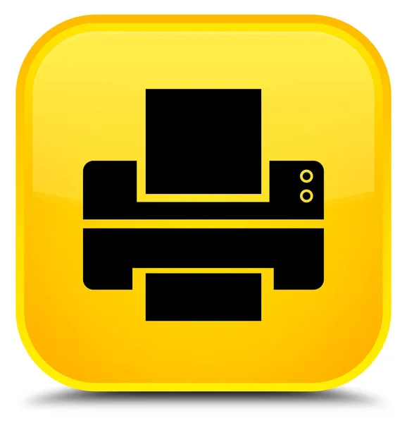 Піктограма принтера спеціальна жовта квадратна кнопка — стокове фото